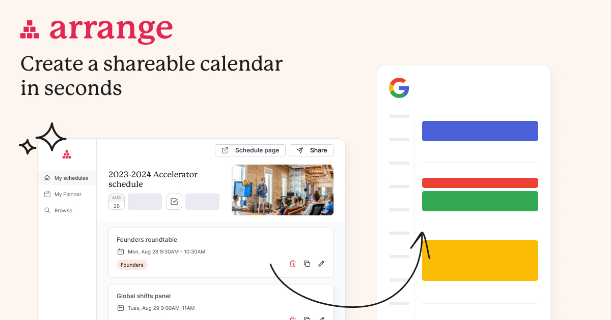 Arrange Easy shareable calendars